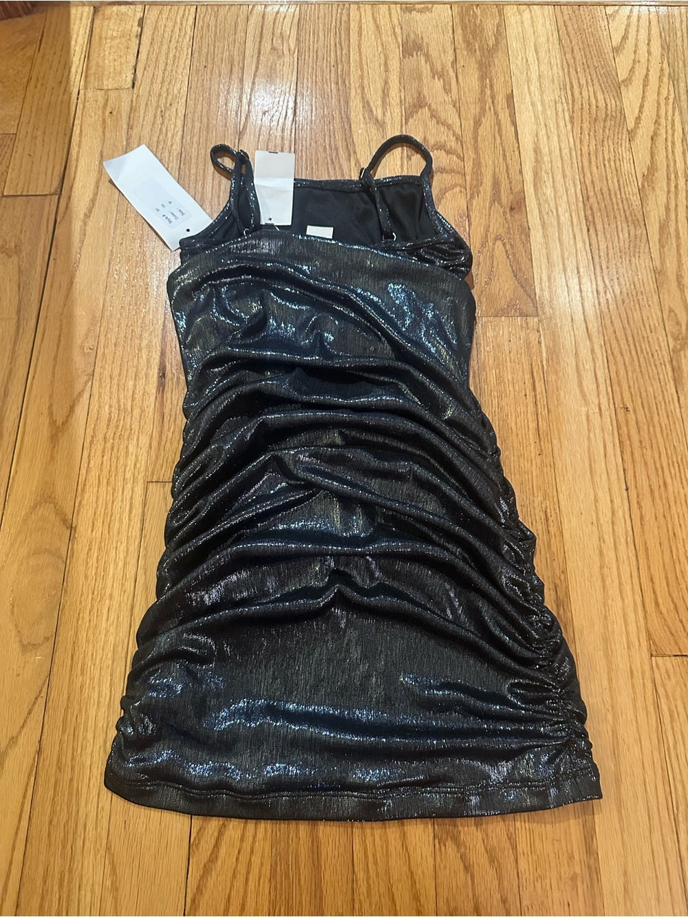 By Debra Kids Black Shimmery Ruched Slip Dress Size Medium