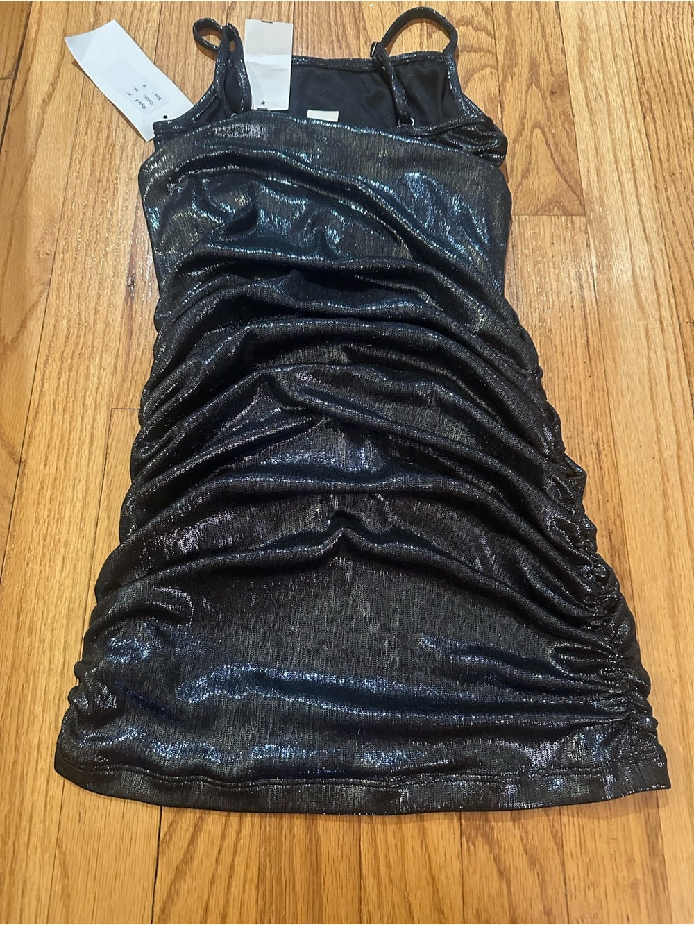 By Debra Kids Black Shimmery Ruched Slip Dress Size Medium