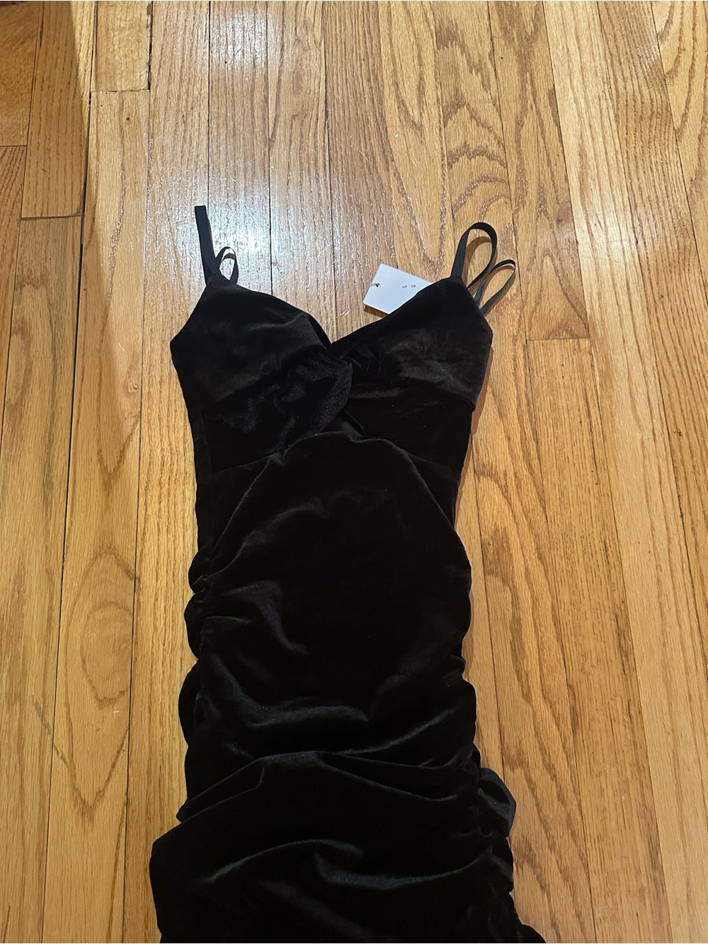 NWT Katie J NYC Kids Black Velvet Ruched Mini Dress Size Small