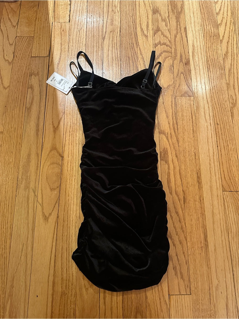 NWT Katie J NYC Kids Black Velvet Ruched Mini Dress Size Small