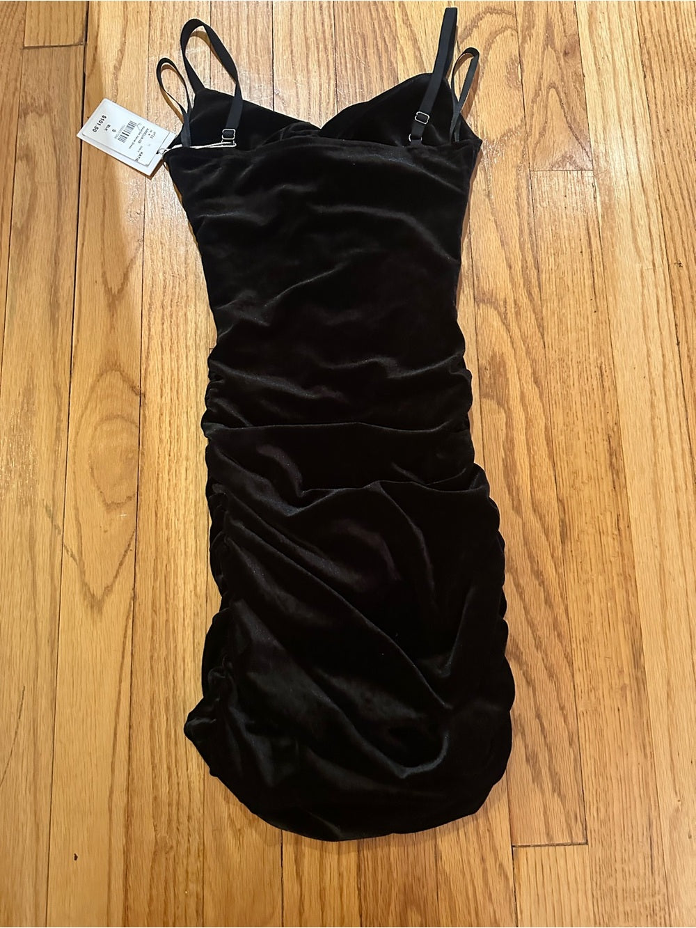 NWT Katie J NYC Kids Black Velvet Ruched Mini Dress Size Small