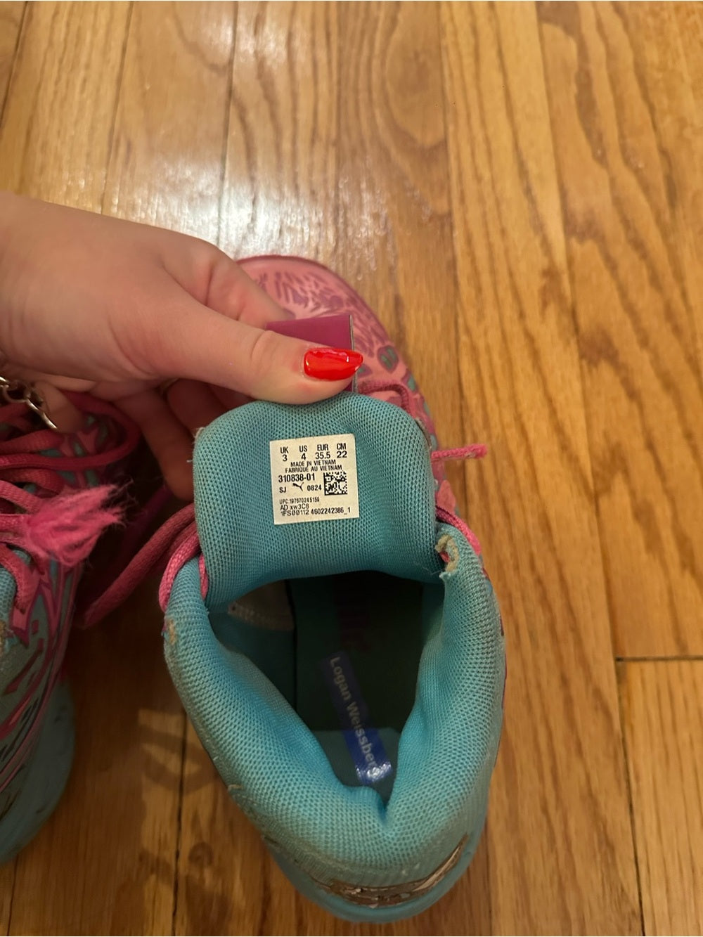 Puma Girls Pink & Teal Athletic Sneakers Size 4