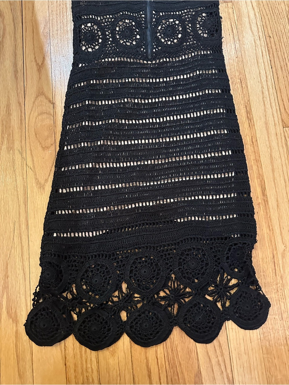 NWT Alice + Olivia Black Crochet Midi Dress Size XS