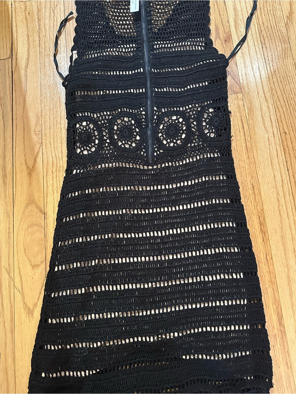 NWT Alice + Olivia Black Crochet Midi Dress Size XS