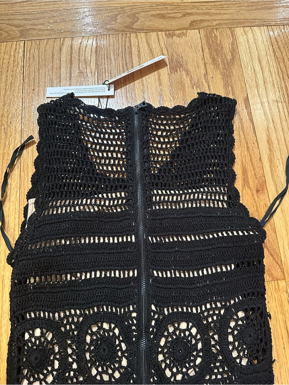 NWT Alice + Olivia Black Crochet Midi Dress Size XS