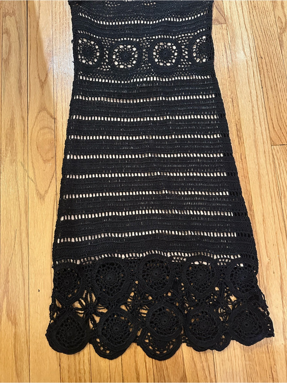 NWT Alice + Olivia Black Crochet Midi Dress Size XS
