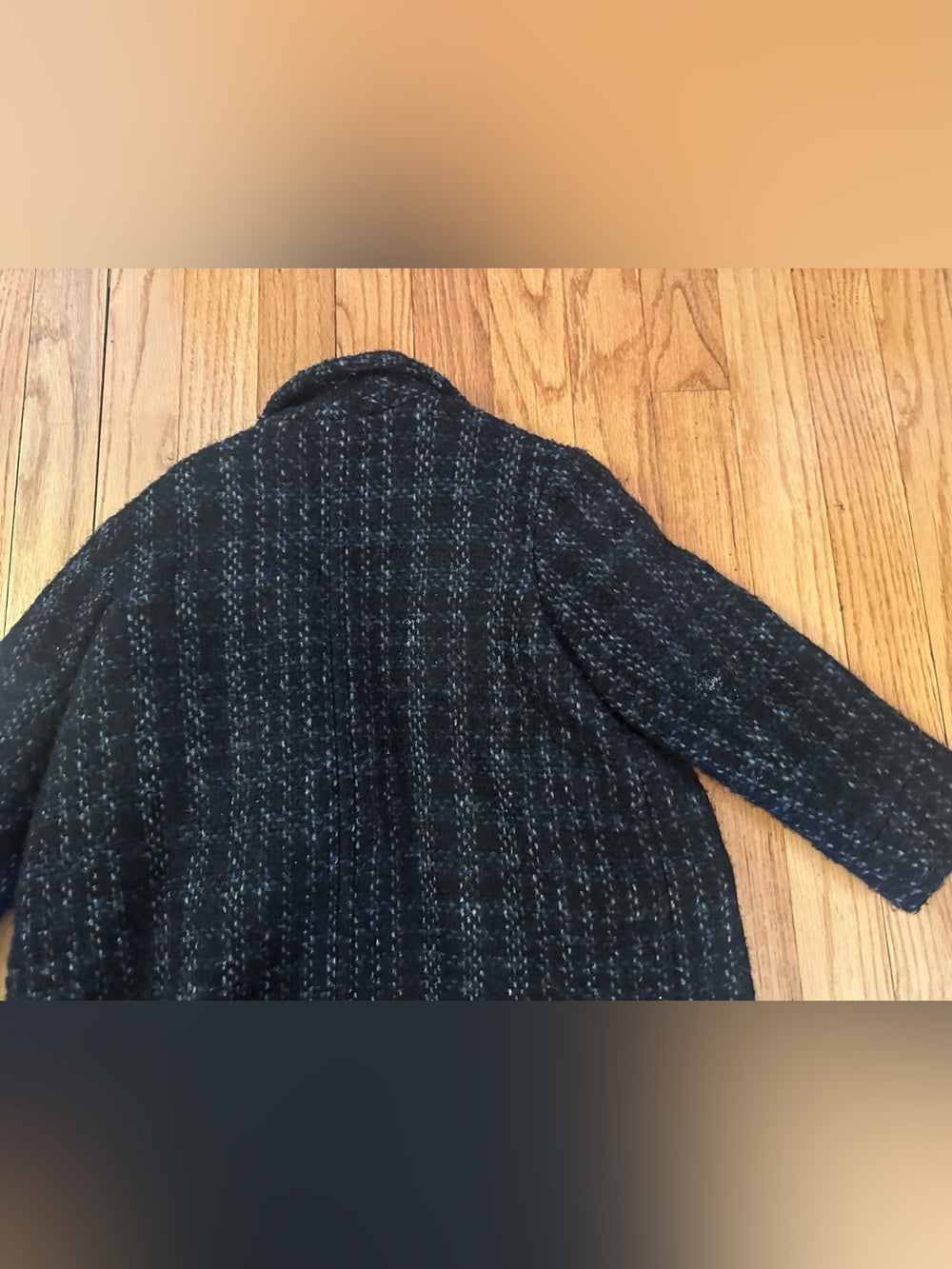 Bonpoint Kids Black Tweed Button Front Wool Coat with Subtle Threading Size 4