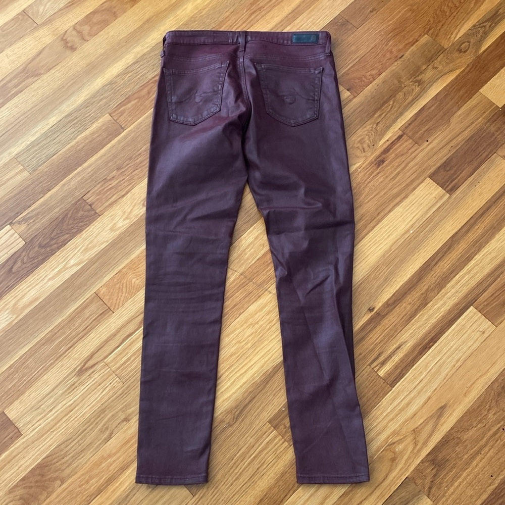 Ag Adriano Goldschmied Women’s Burgundy Skinny Jeans Size 26R