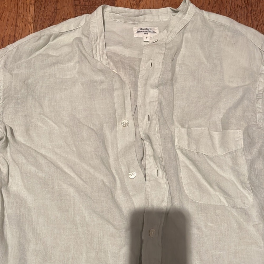 NWT Hartford Alternative Classics Button Down Light Blue Green Top Size S