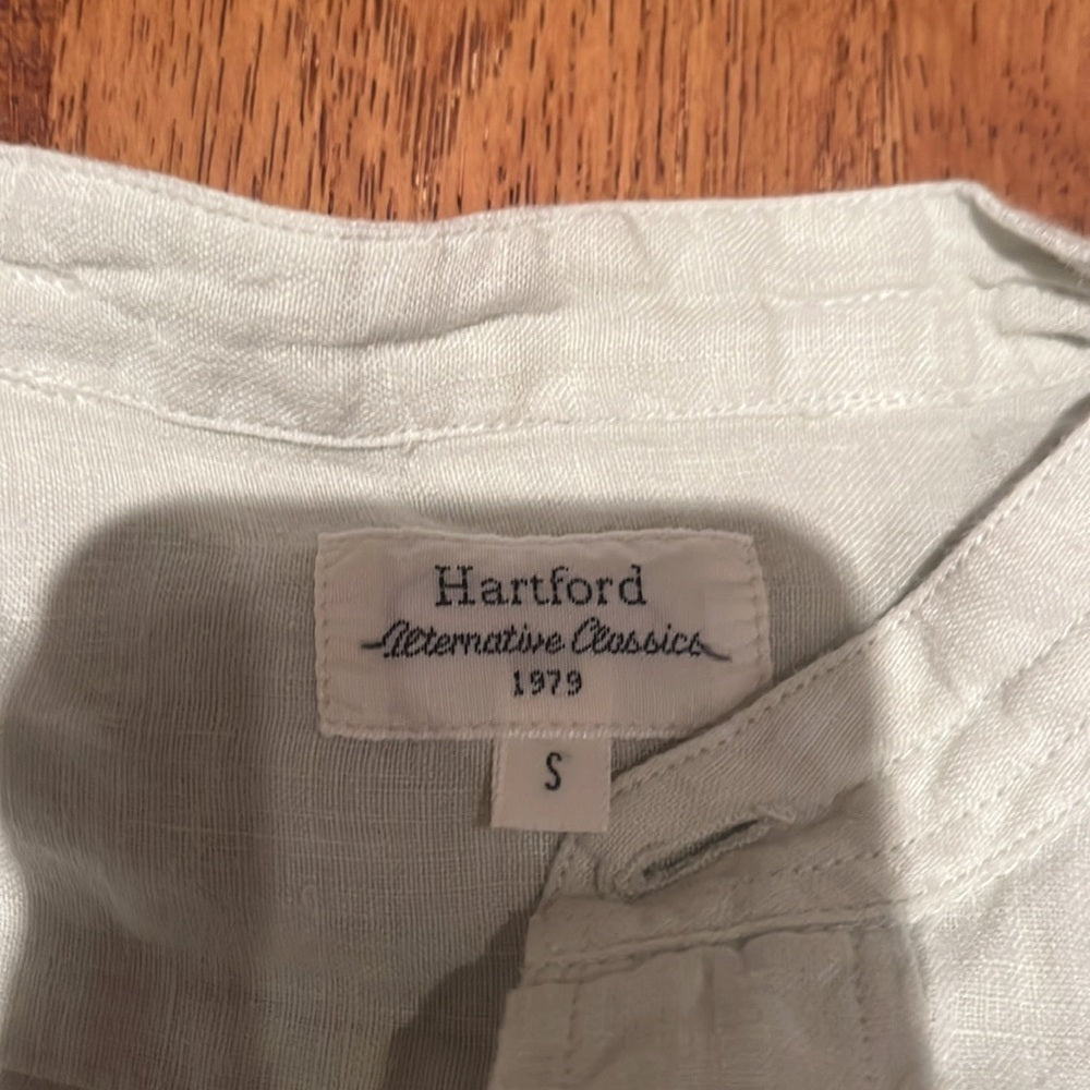 NWT Hartford Alternative Classics Button Down Light Blue Green Top Size S