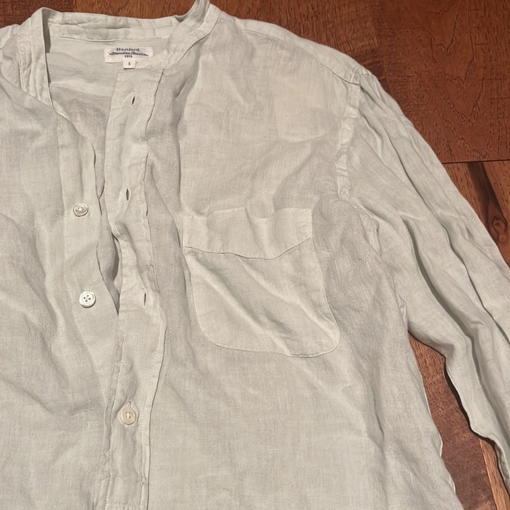 NWT Hartford Alternative Classics Button Down Light Blue Green Top Size S