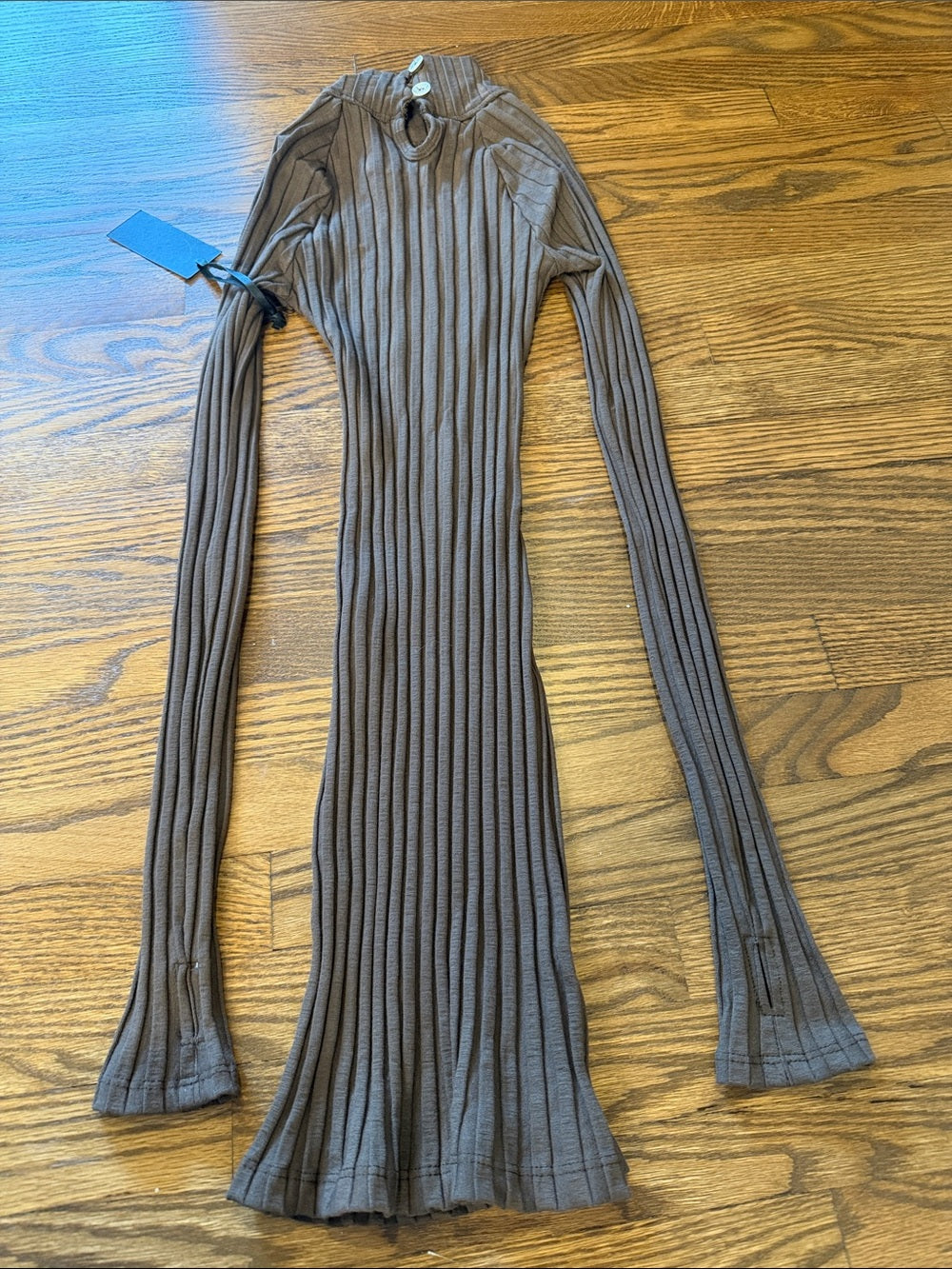 NWT Hours Ribbed Long-Sleeve Mock Neck Dress - Brown Size XXS