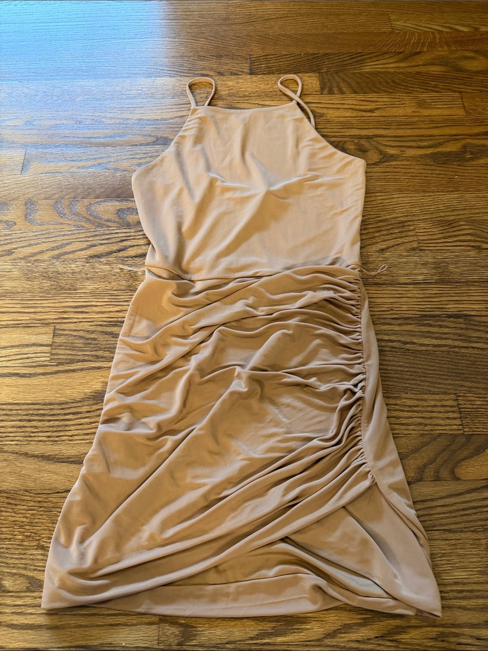 NWT Lovers + Friends Nude Ruched Midi Dress Size Small
