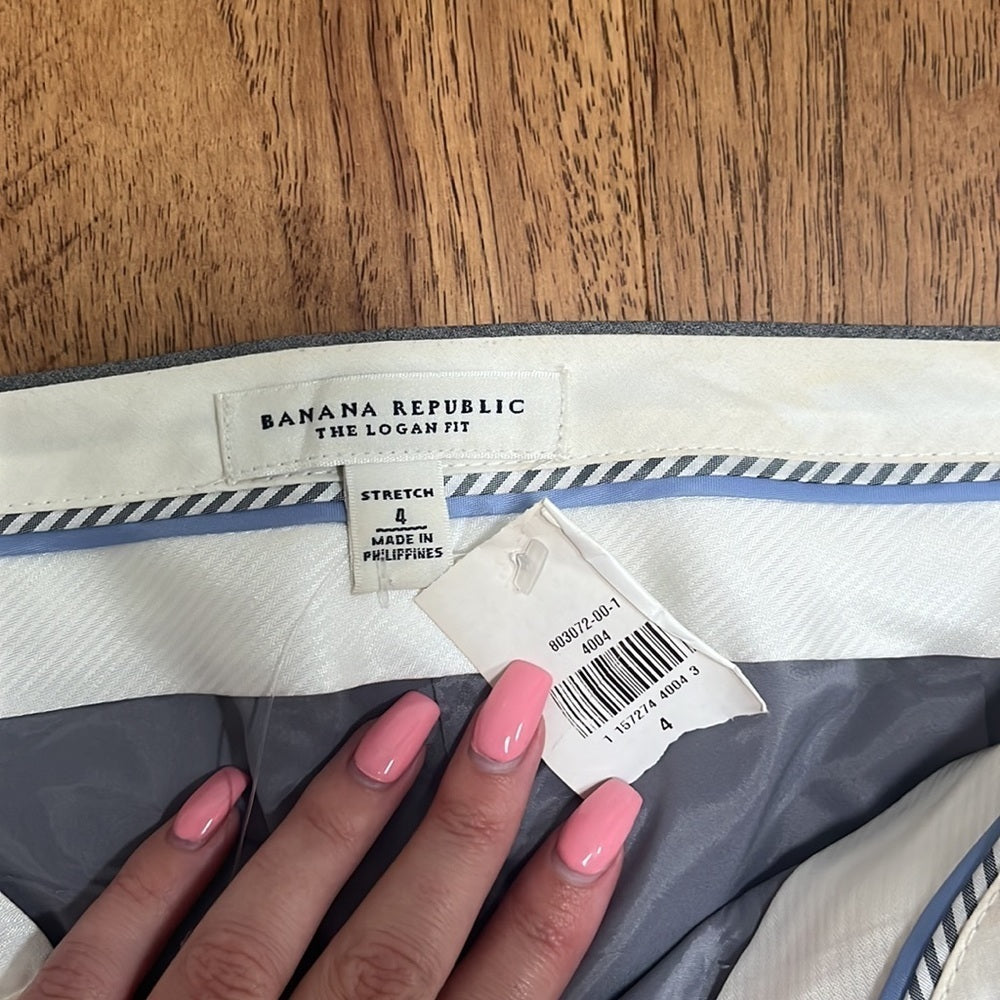 NWT Banana Republic Women’s The Logan Fit Stretch Grey Trousers Size 4