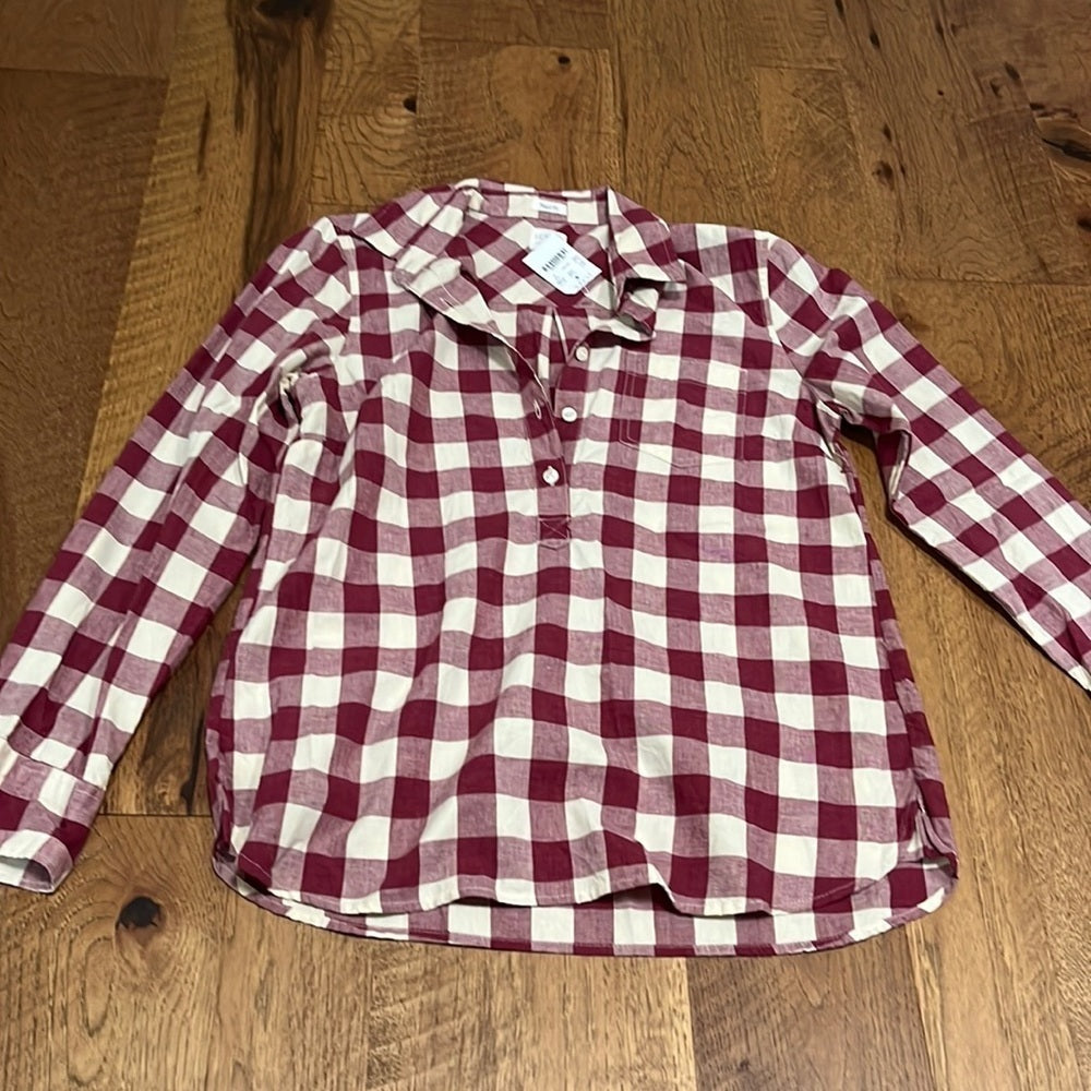 NWT J.Crew Perfect Fit Women’s Red Plaid Button Down Size S