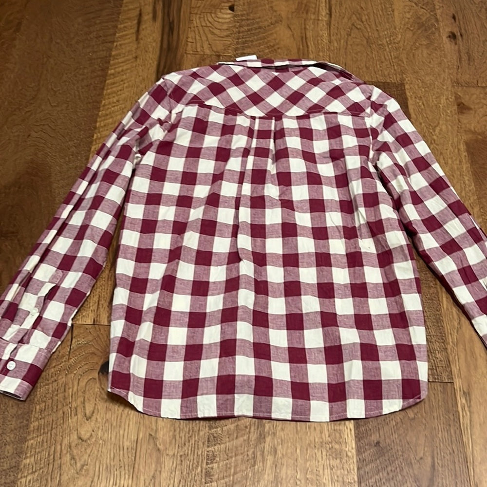 NWT J.Crew Perfect Fit Women’s Red Plaid Button Down Size S