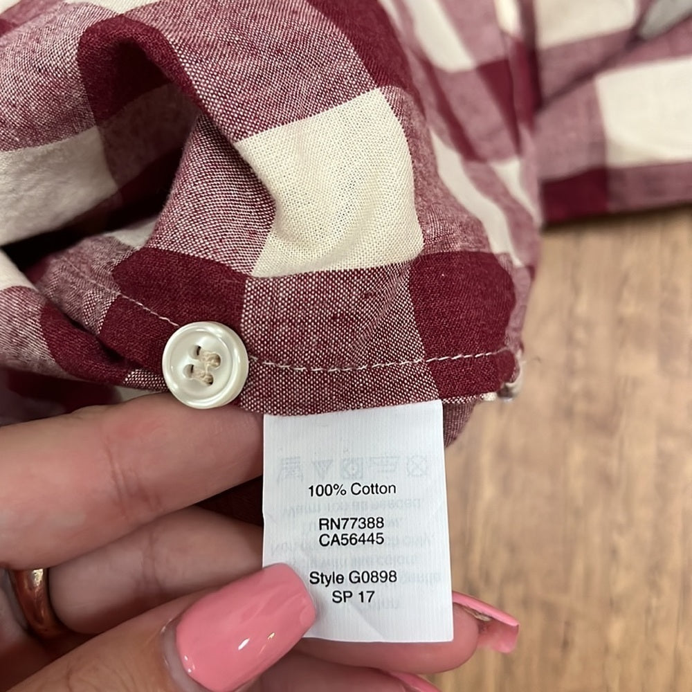 NWT J.Crew Perfect Fit Women’s Red Plaid Button Down Size S