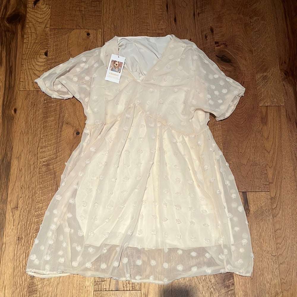 NWT Kirundo Women’s Cream Lined V-Neck Dress Size S
