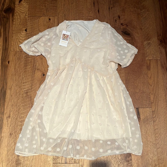NWT Kirundo Women’s Cream Lined V-Neck Dress Size S