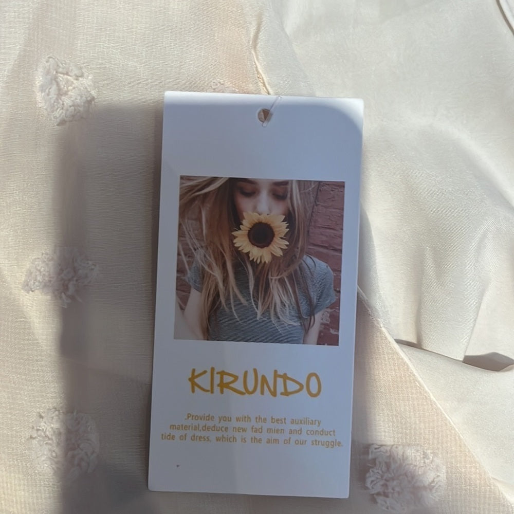 NWT Kirundo Women’s Cream Lined V-Neck Dress Size S