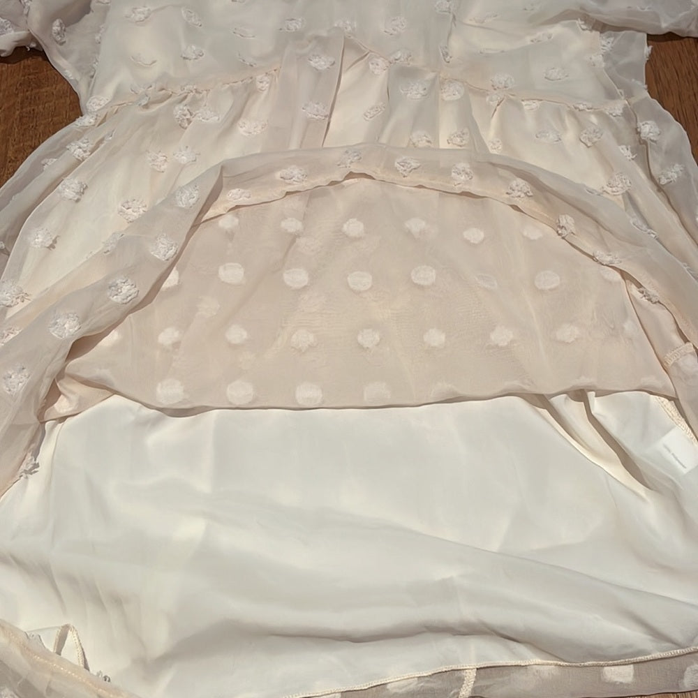 NWT Kirundo Women’s Cream Lined V-Neck Dress Size S