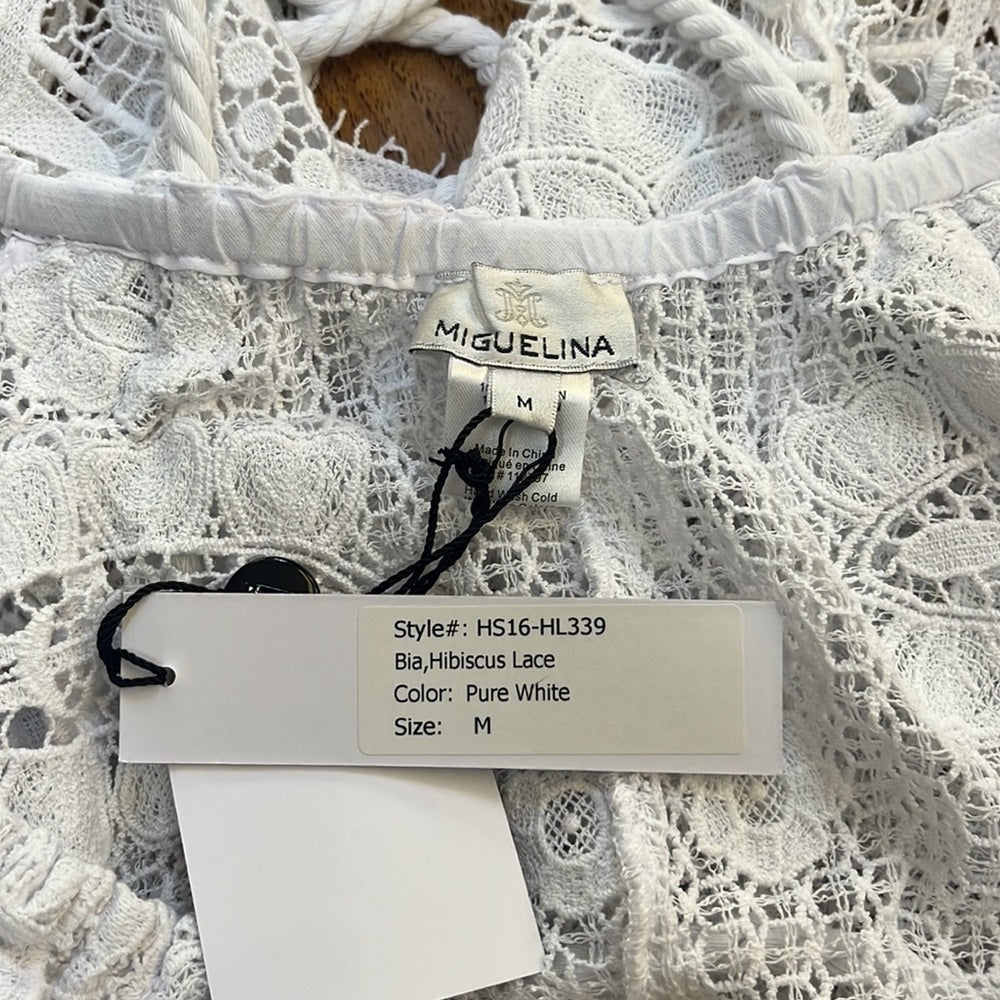 NWT Miguelina Woman’s White Hibiscus Lace Romper Size M