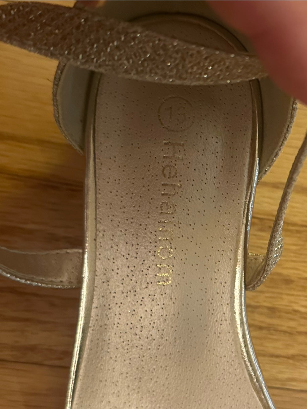 Henainom Kids Strappy Metallic Gold Low Block Heel Sandals Size 13