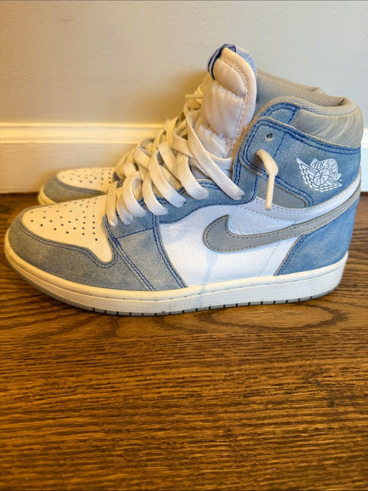 Air Jordan 1 High Top Sneakers - White & Light Blue Size 7.5