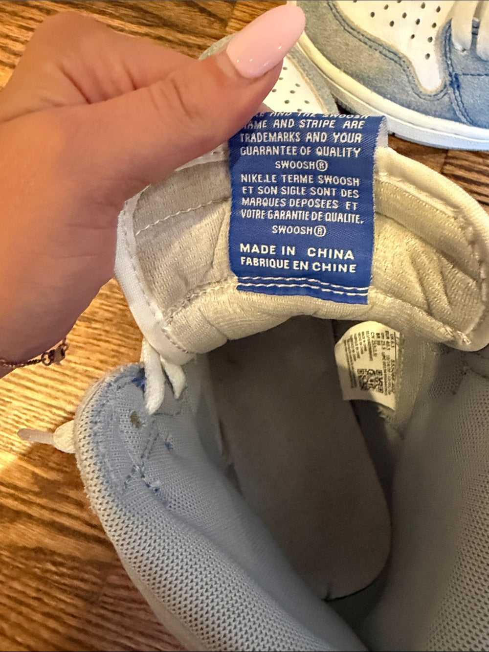 Air Jordan 1 High Top Sneakers - White & Light Blue Size 7.5
