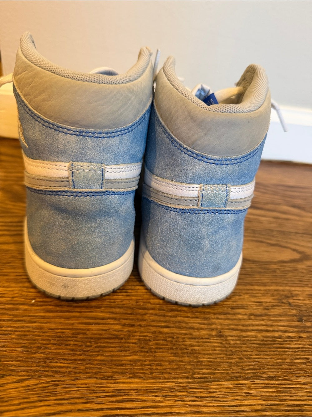 Air Jordan 1 High Top Sneakers - White & Light Blue Size 7.5