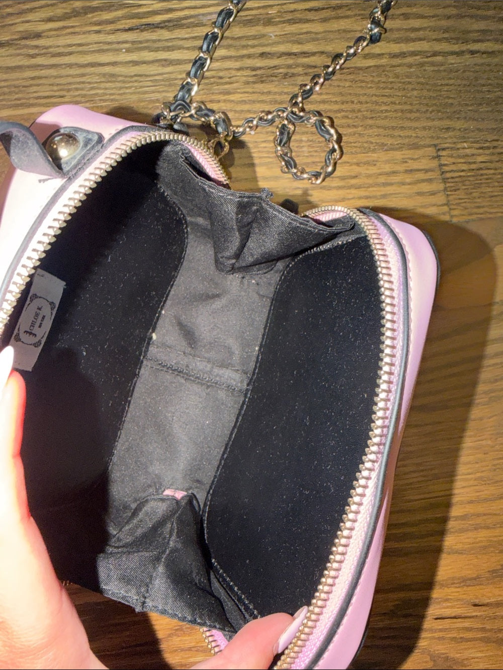 Chloe K Pink Quilted Crossbody Bag with Crystal Bee Accent