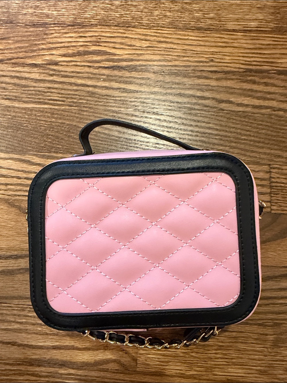 Chloe K Pink Quilted Crossbody Bag with Crystal Bee Accent