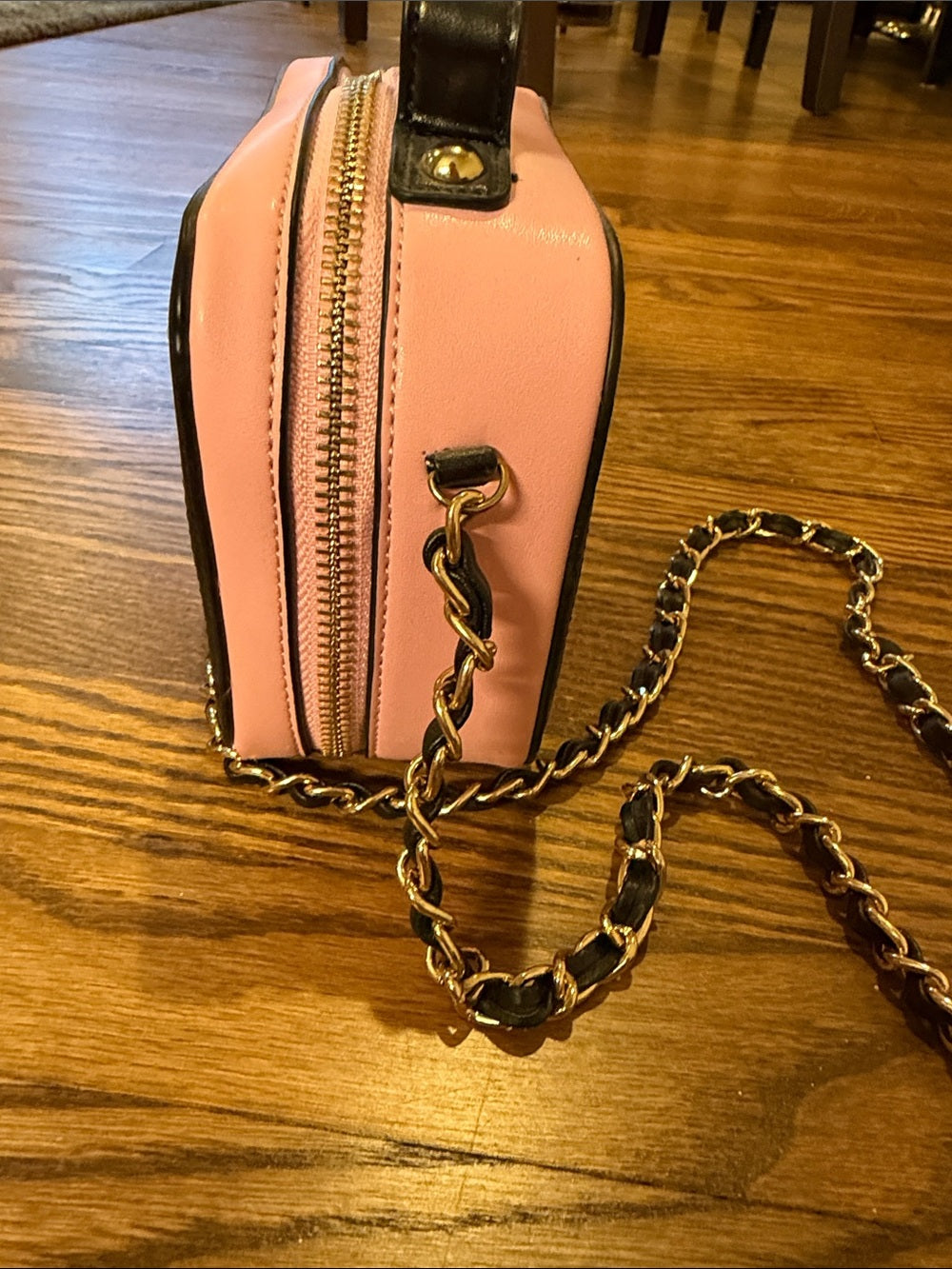 Chloe K Pink Quilted Crossbody Bag with Crystal Bee Accent