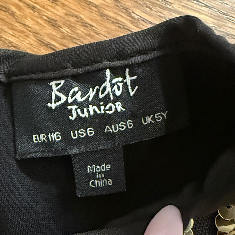 Bandot Junior Black and Gold Sequin Dress Size 6