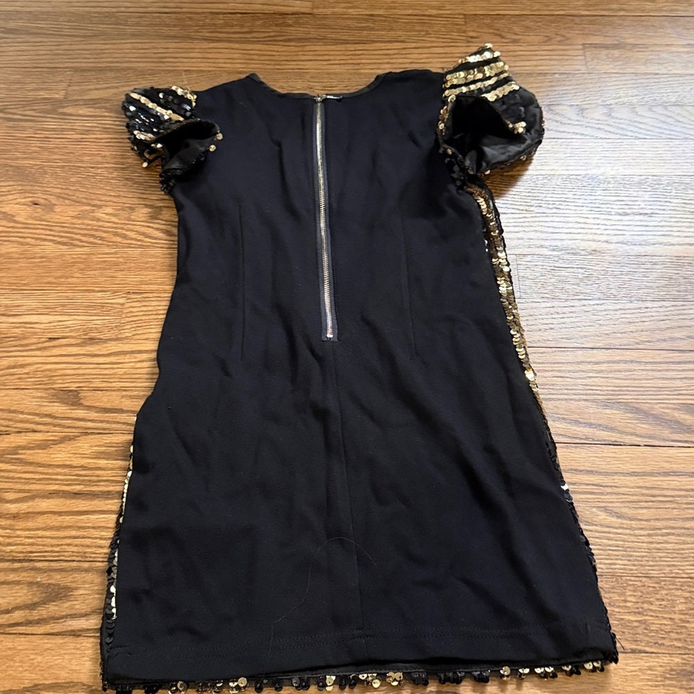 Bandot Junior Black and Gold Sequin Dress Size 6