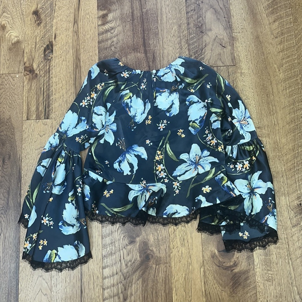 5à7 Cinq a Sept Woman’s Floral Silk Top Size XS