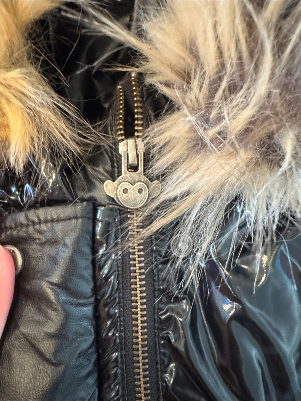 Appaman Kids Black Faux-Fur Trim Puffer Jacket Size 7