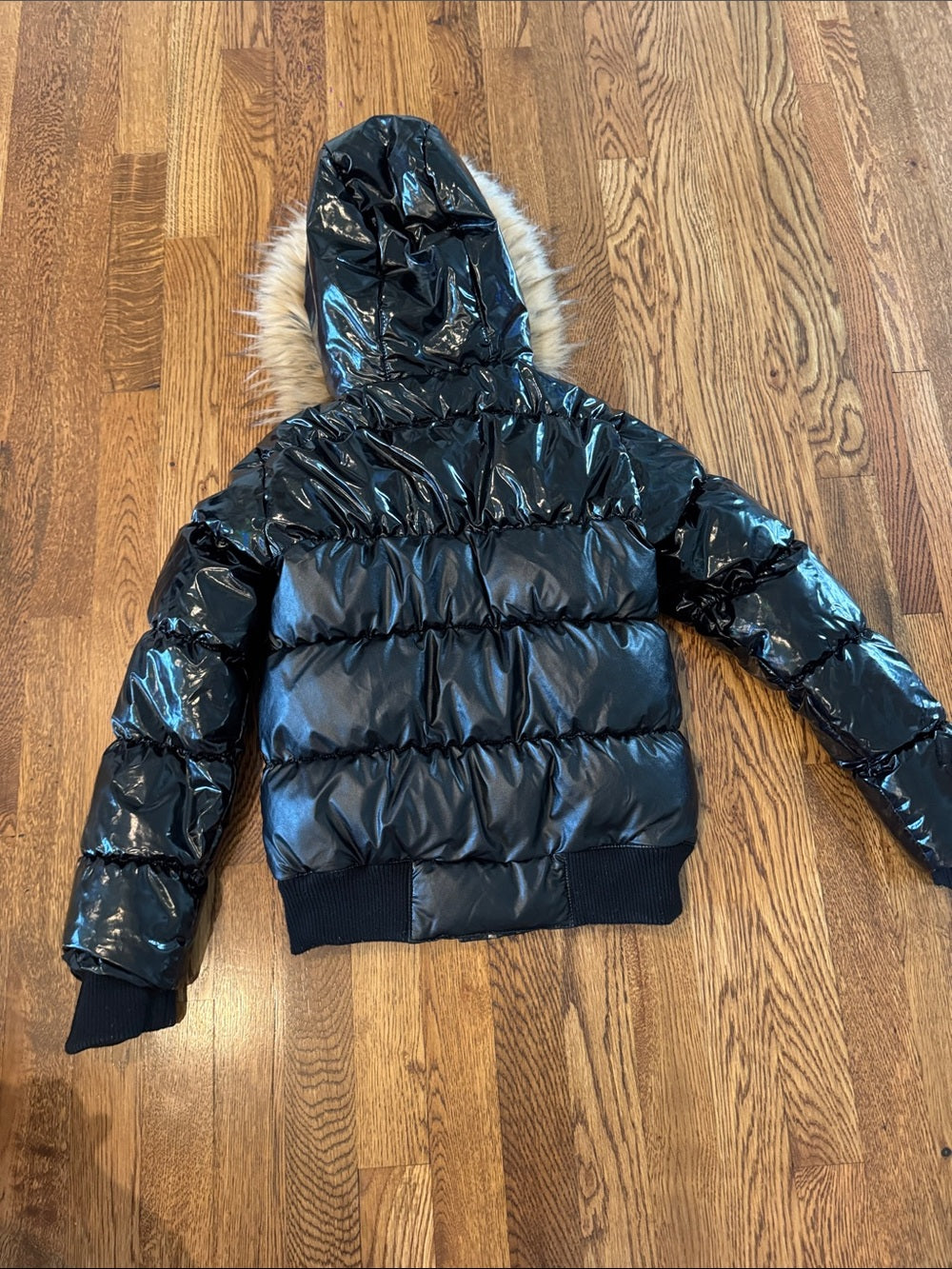 Appaman Kids Black Faux-Fur Trim Puffer Jacket Size 7