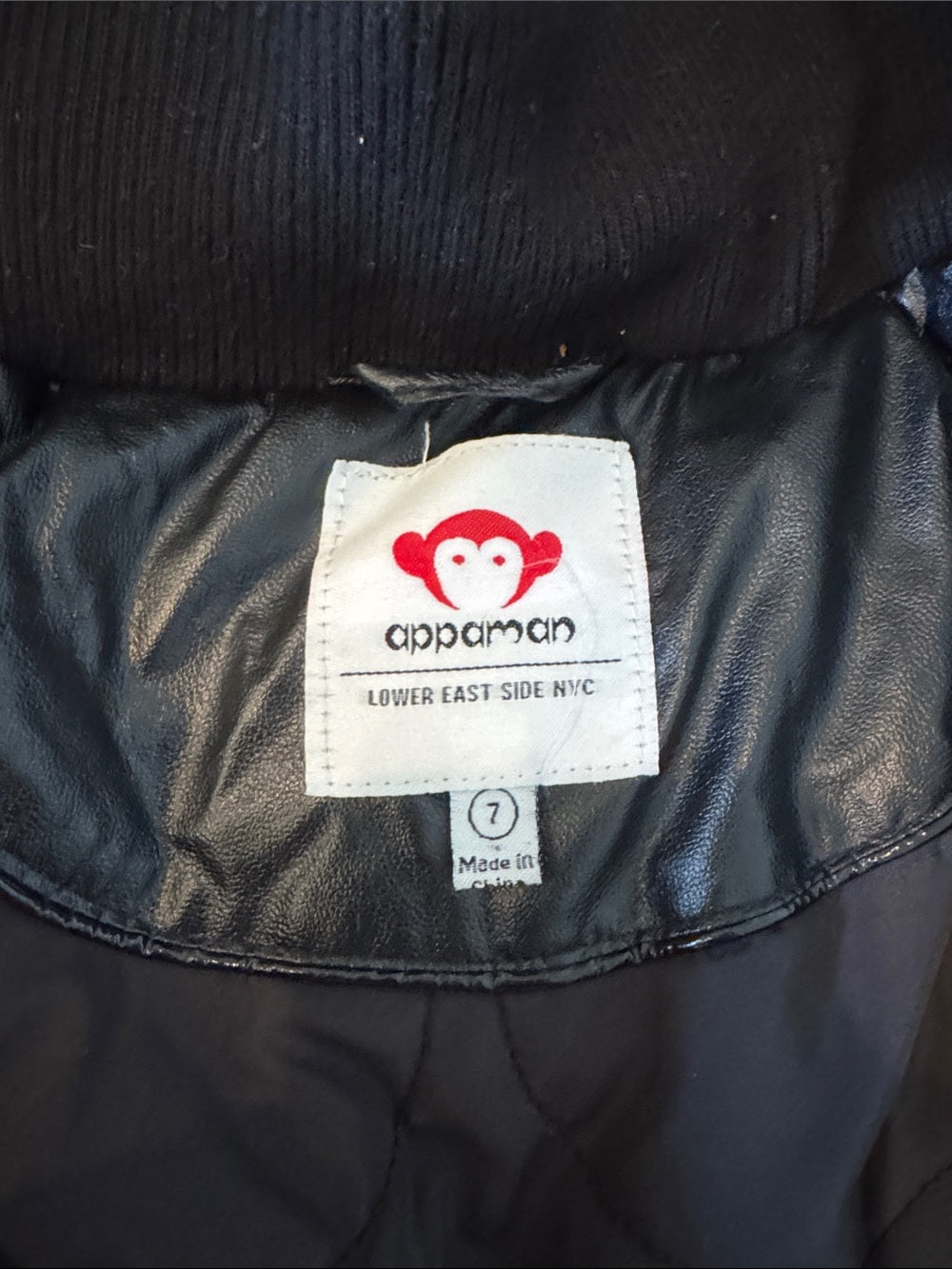 Appaman Kids Black Faux-Fur Trim Puffer Jacket Size 7
