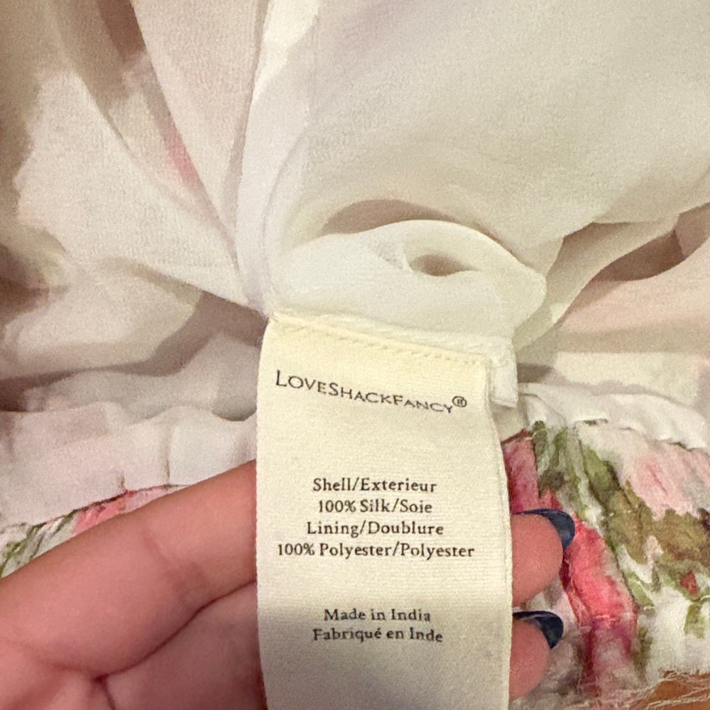 LoveShackFancy Pink and Green Floral Skirt Size XS
