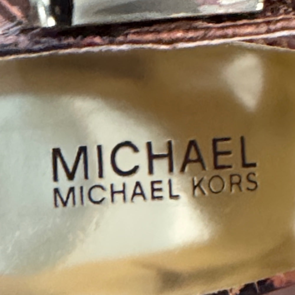 NWT Michael Michael Kors Women’s Beverly Sandal Brown Snakeskin Patterned Size 9