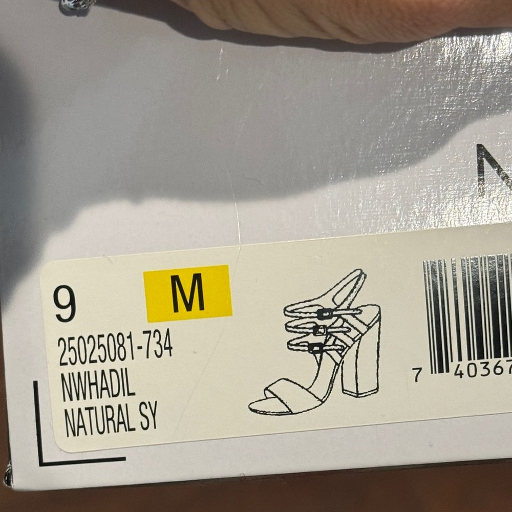 NWT Nine West Beige Strappy Block Heels Size 9
