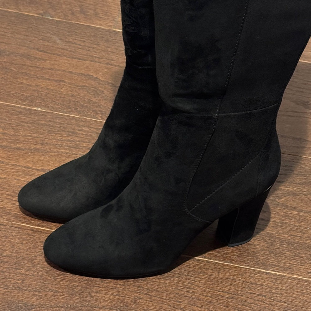 NWOT DKNY Black Suede Sloane Over the Knee Women's Boots Size 9
