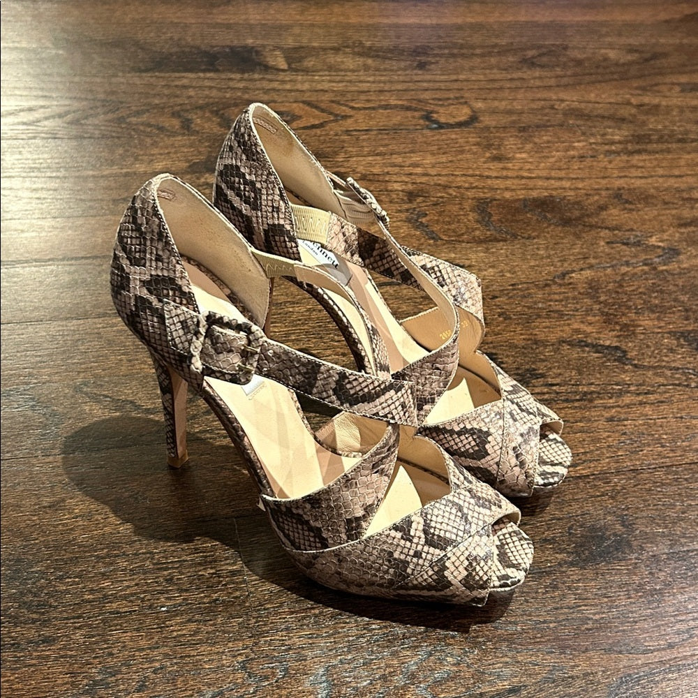 L.K. Bennett Women’s Snakeskin Patterned Peep-Toe Heels Size 39.5/9.5