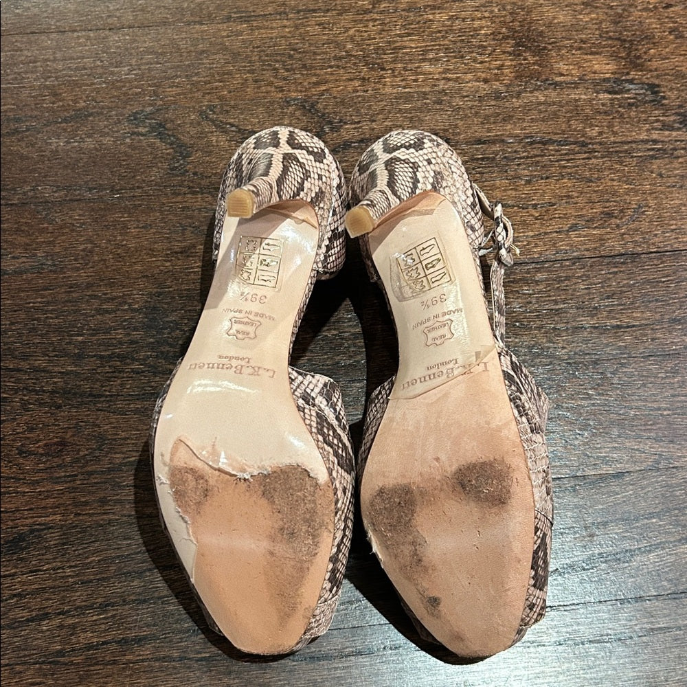 L.K. Bennett Women’s Snakeskin Patterned Peep-Toe Heels Size 39.5/9.5