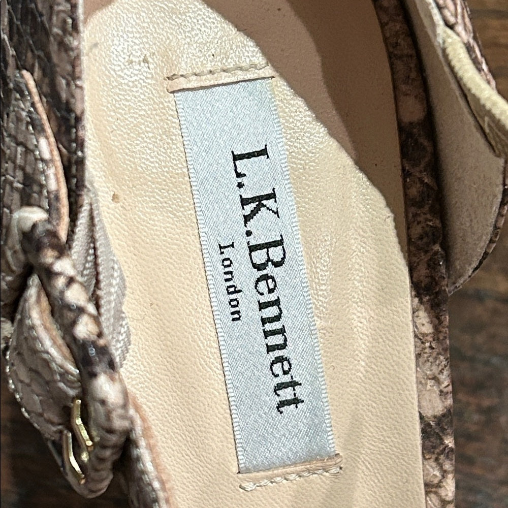 L.K. Bennett Women’s Snakeskin Patterned Peep-Toe Heels Size 39.5/9.5
