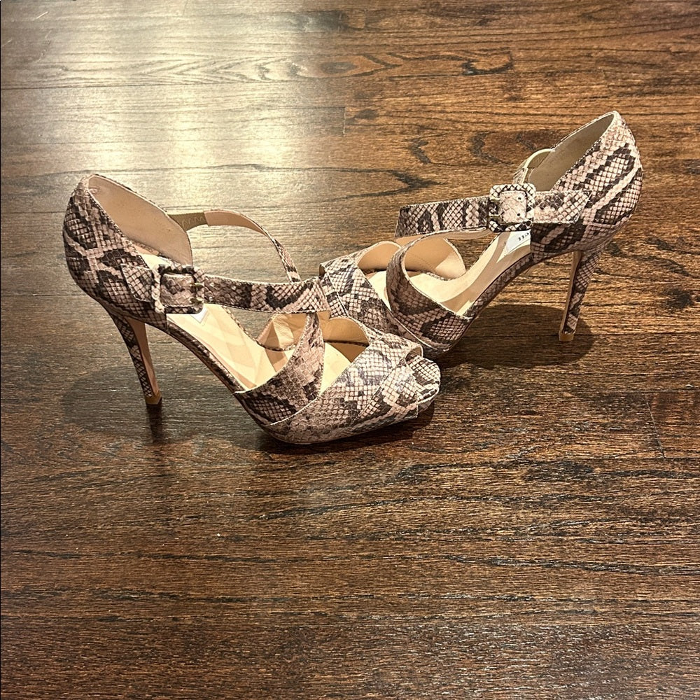L.K. Bennett Women’s Snakeskin Patterned Peep-Toe Heels Size 39.5/9.5
