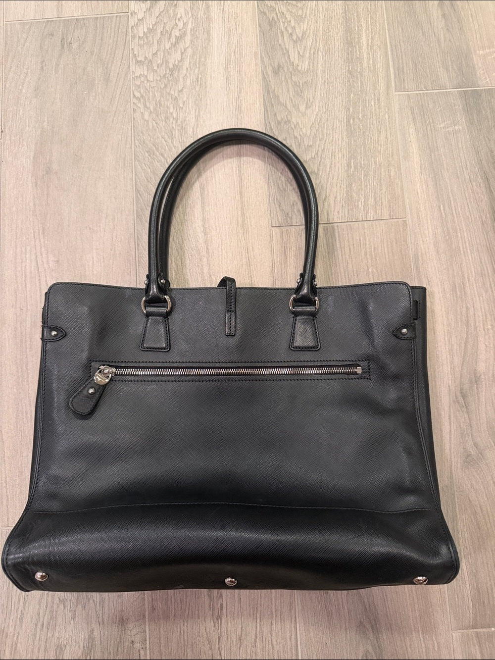 Salvatore Ferragamo Woman’s Leather Tote Bag Purse with Double Handles - Black