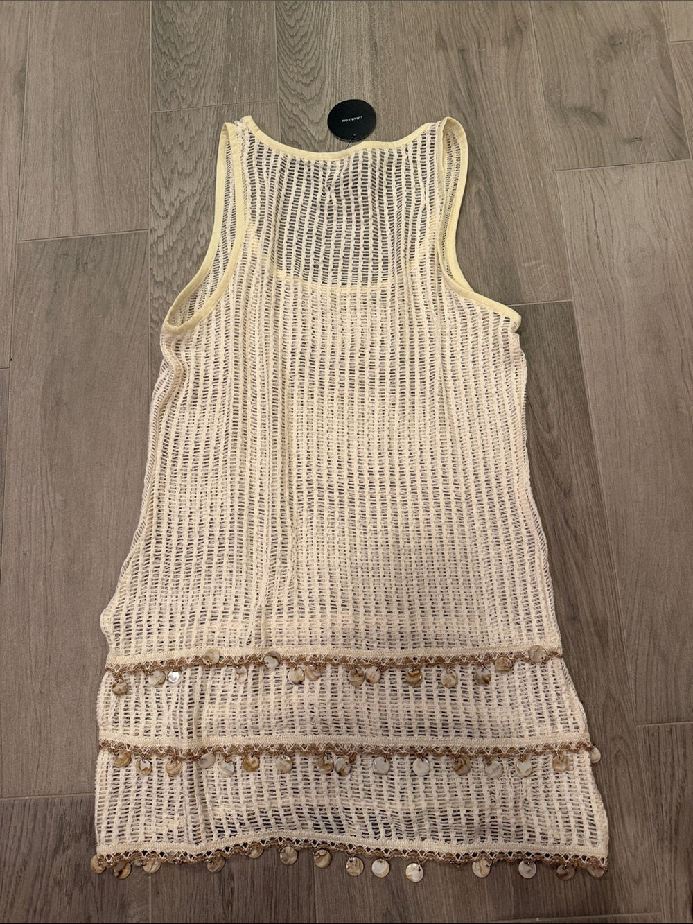 NWT Lulus Women’s Cream Crochet Tank Dress with Shell Trim Size M