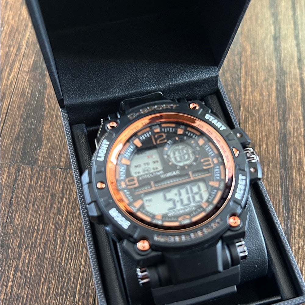 NWT Steeltime Men’s Black and Orange Watch